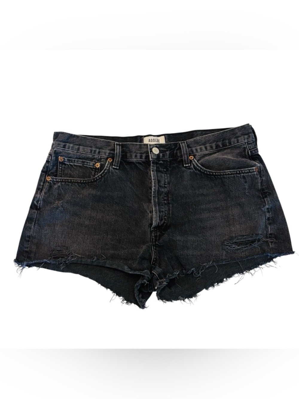 AGOLDE Parker Vintage Black Denim Shorts High Rise Organic Cotton 31 Summer